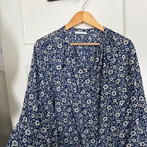 Ballon Sleeve Doen Blue Paisley Shirt